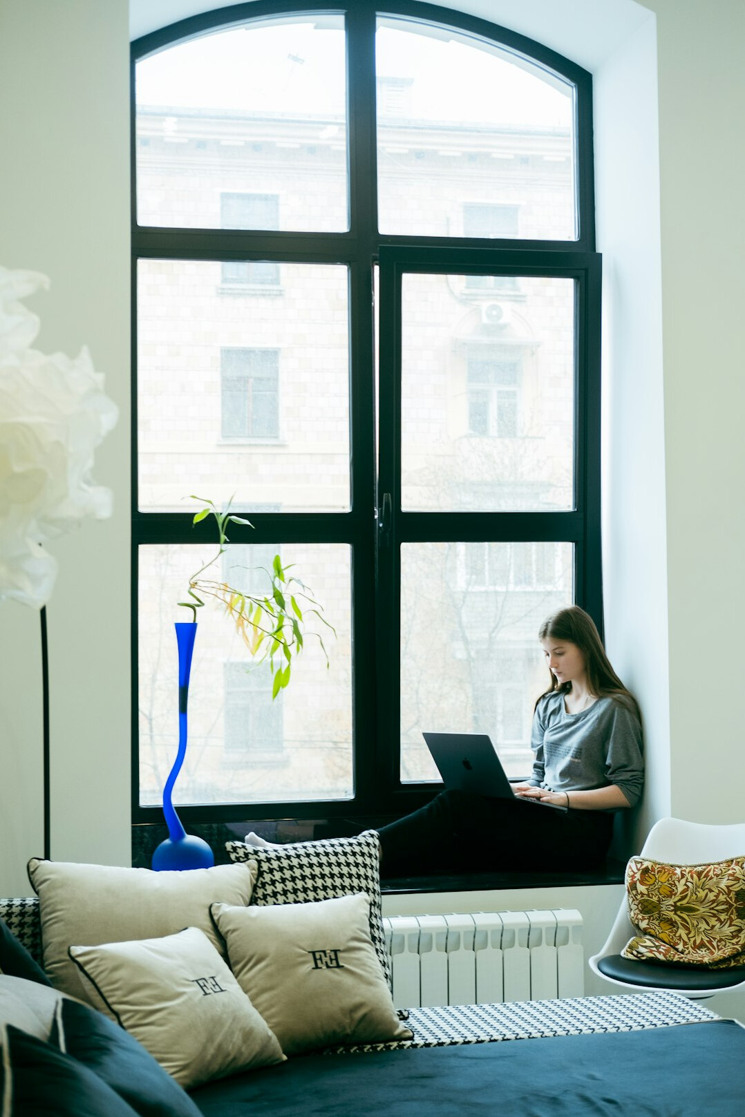 person studying at desk